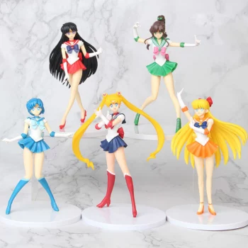 5pcs/set 18cm Hot Sailor Moon Action Figures Model Toy Japanese Anime Peripheral Desktop Decor Decoration Gift Toys For Children 201202