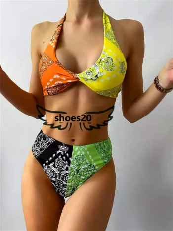 Color Matching Bikinis Padded Push Up Women&#039;s Swimwear Outdoor Bandage Beach Designer Swimsuit Indoor Bathing Wear Free Shipping